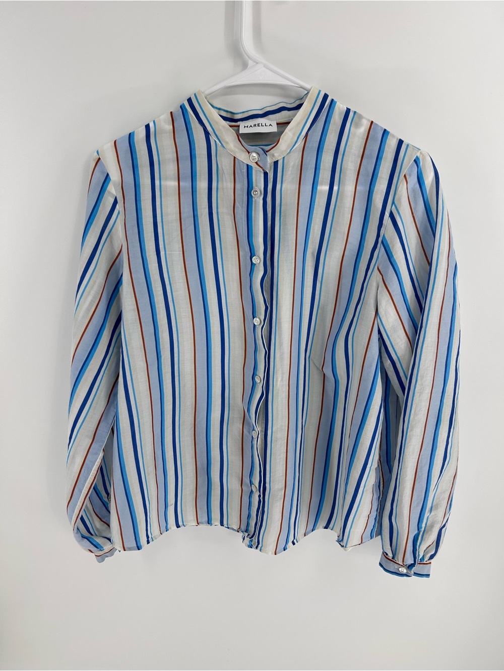 Marella Striped Button-Down Blouse -‎ Size 46